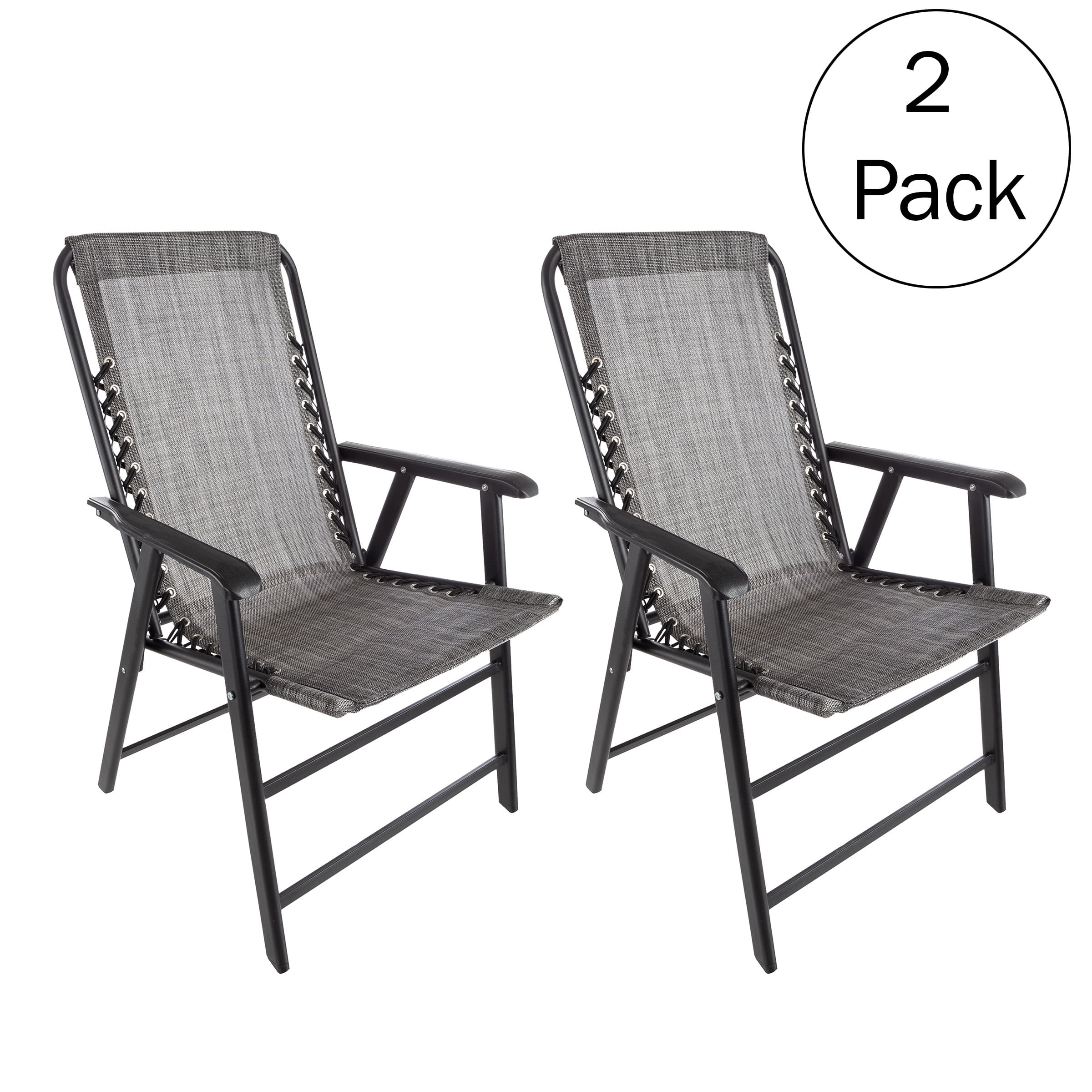 Pure Garden Folding Camping Chairs for Adult with Textilene Fabric Gray Set of 2 Walmart