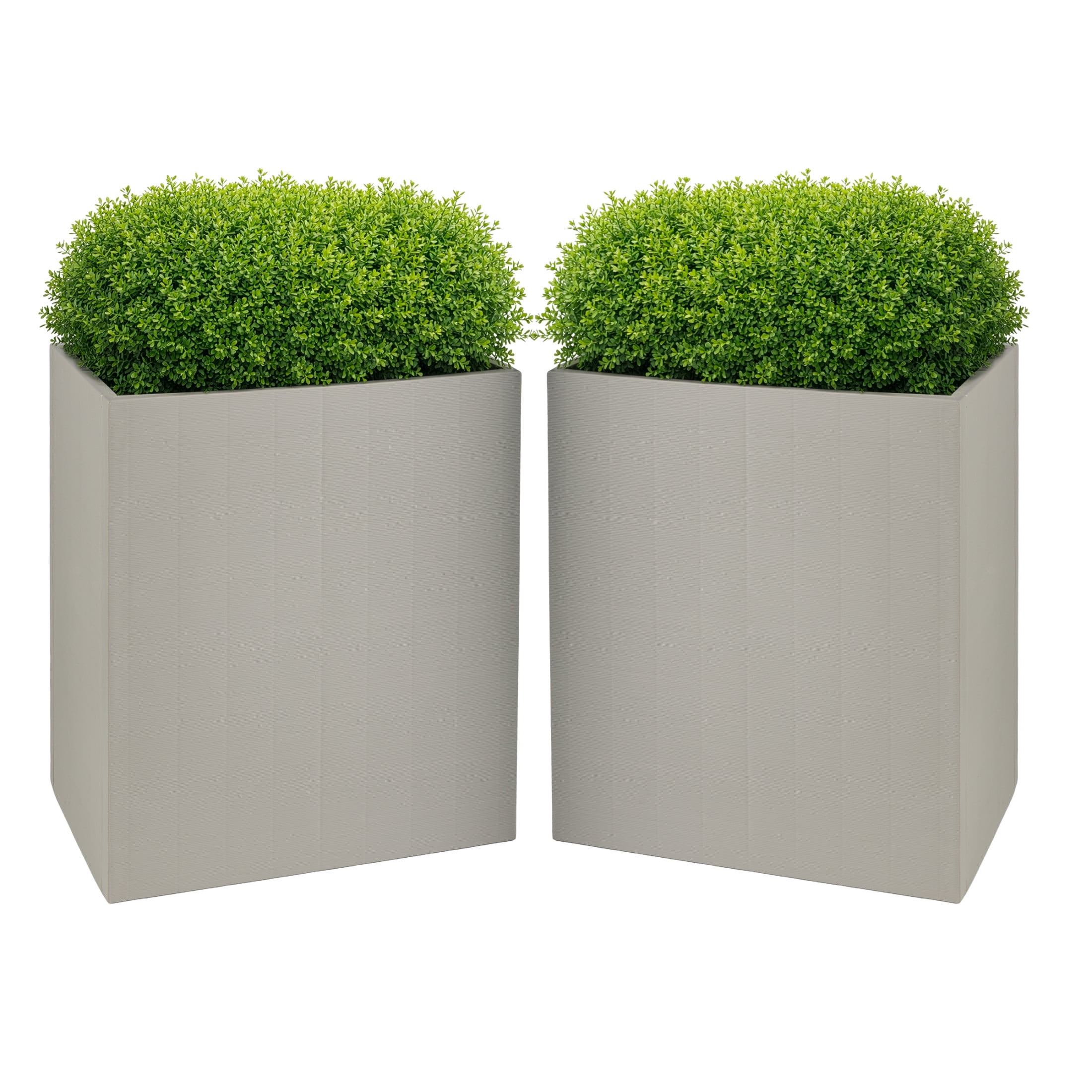 Pure Garden Large Outdoor Planters 2-Pack - 19.6” Tall Planters for Outdoor Plants, Gray