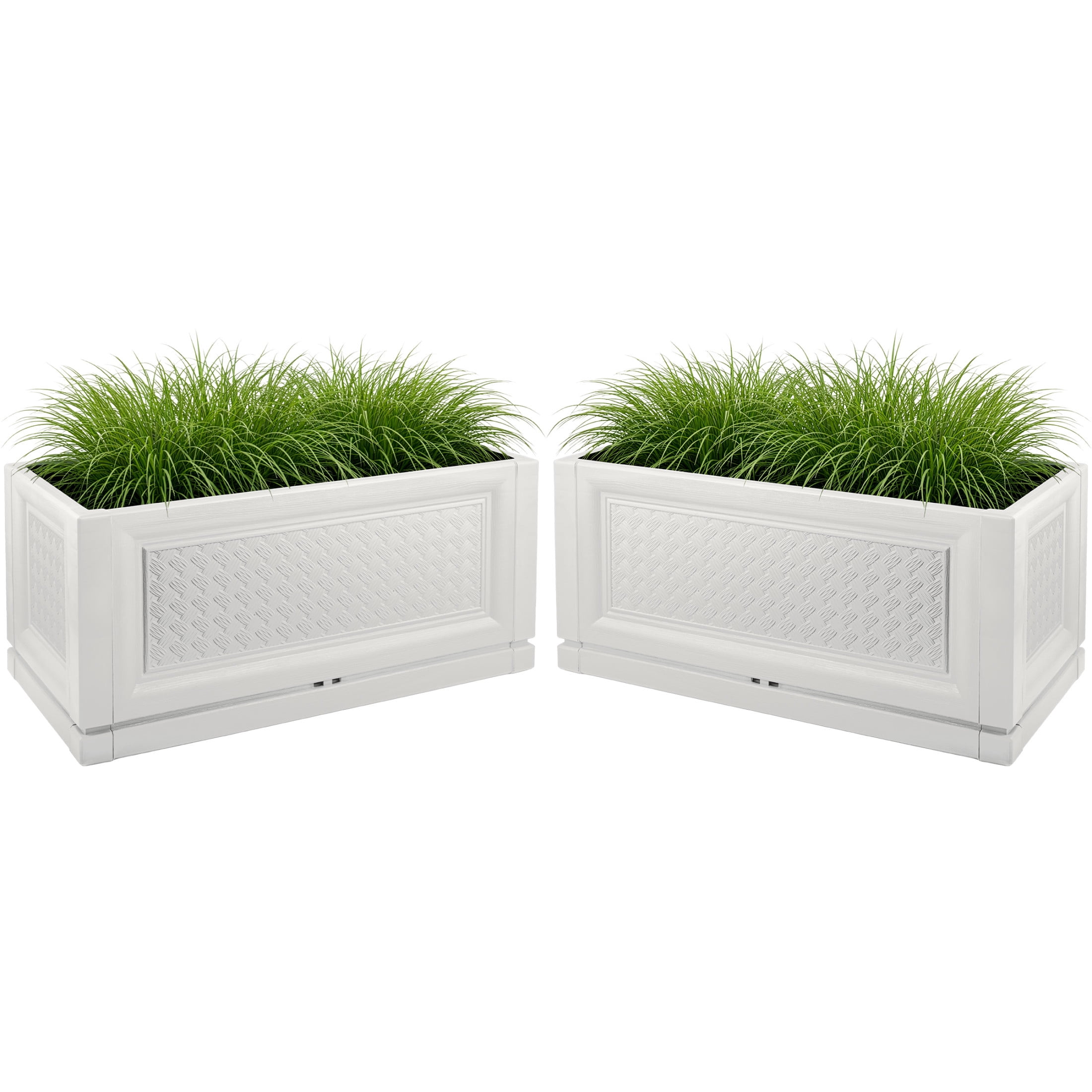 Pure Garden Large Planters for Outdoor Plants 2-Pack - 31.5in Rectangular Long Pots for Plants, White