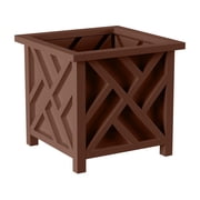 Pure Garden Outdoor Lattice Planter Box - 14.75-Inch Plant Pot, Brown
