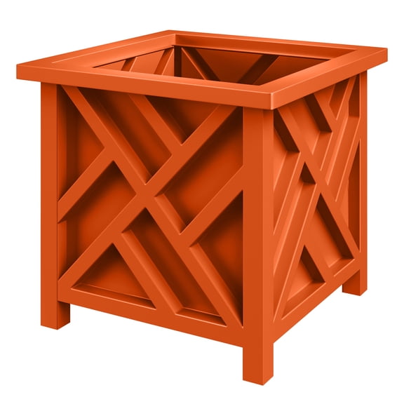 Pure Garden Outdoor Lattice Planter Box - 15.5-Inch Plant Pot, Terracotta