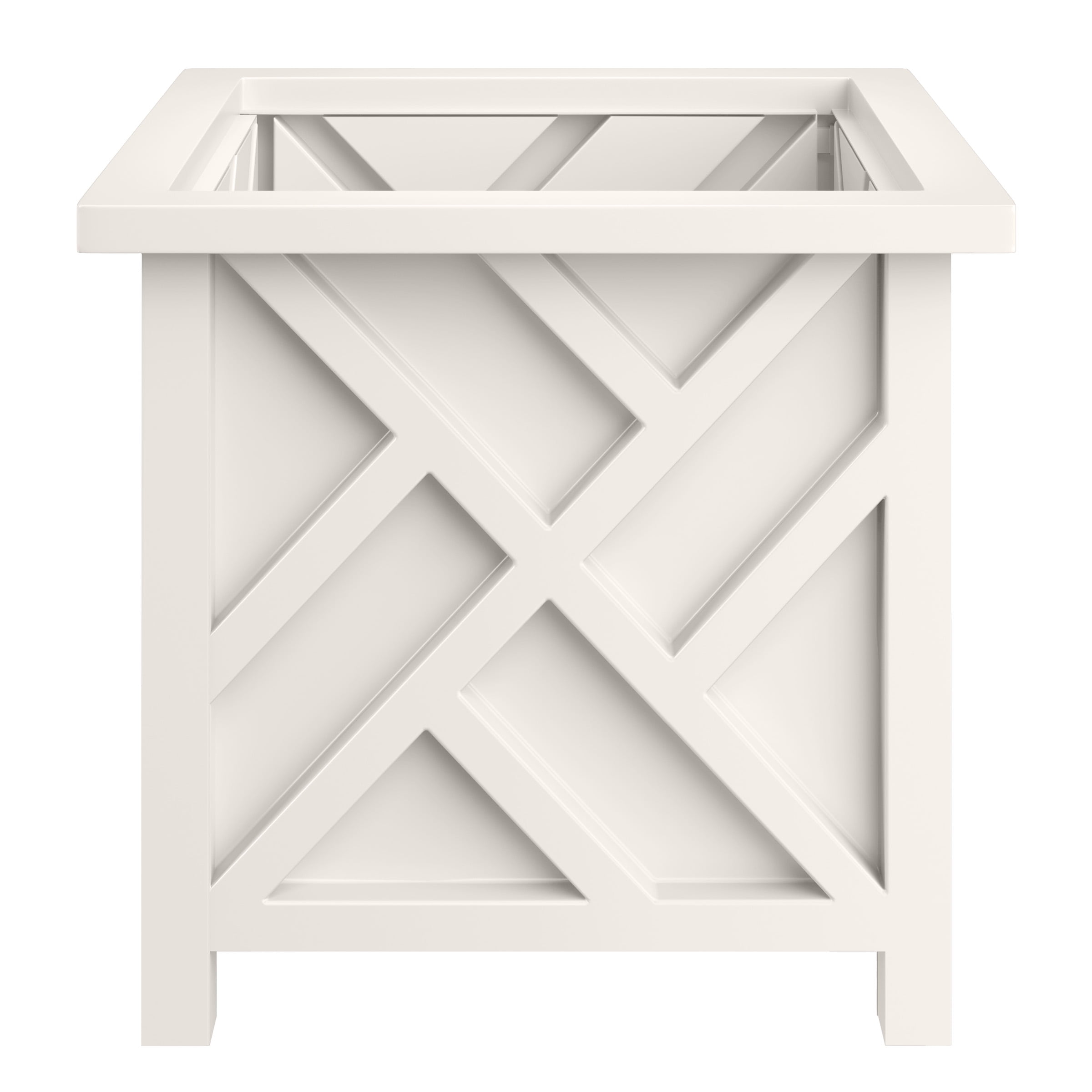 White Polypropylene 15.5-Inch Lattice Design Outdoor Planter Box