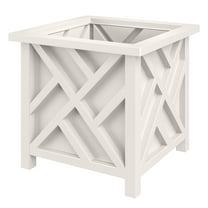 Pure Garden Outdoor Lattice Planter Box - 15.5-Inch Plant Pot, White