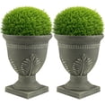 thumbnail image 1 of Pure Garden Outdoor Planter 2-Pack - 15.25x18.8in Large Plastic Urn Planters with Drainage, Gray, 1 of 8