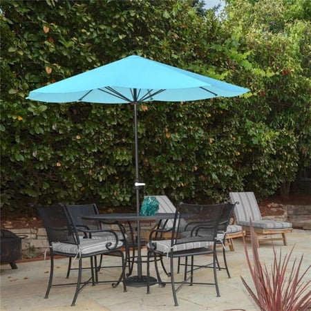 Pure Garden Outdoor Shade with Easy Crank Table Umbrella - Blue - 9 ft.