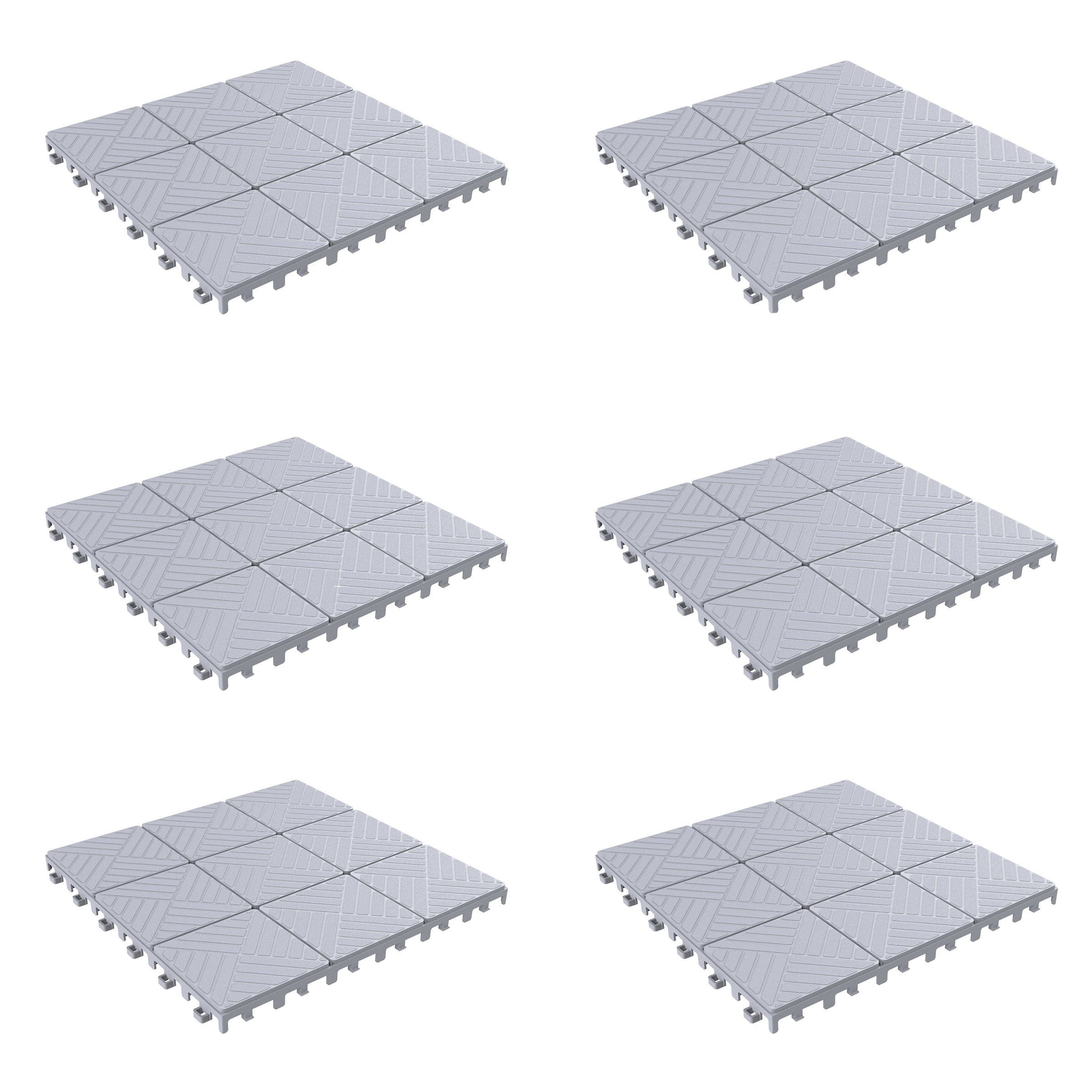 Gray Polypropylene Interlocking Outdoor Deck Tiles 12" x 12" Set