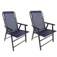 thumbnail image 1 of Pure Garden Portable Folding Camping Chairs with Textilene Fabric and Bungee Suspension, Navy, Set of 2, 1 of 8
