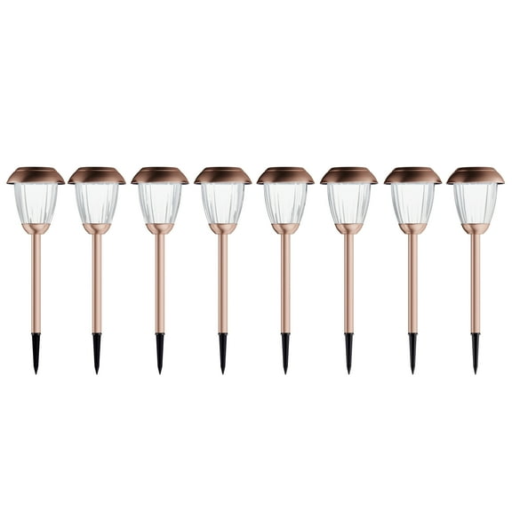 Pure Garden Set of 8 Stainless-Steel Solar-Powered Outdoor Lights (Copper)