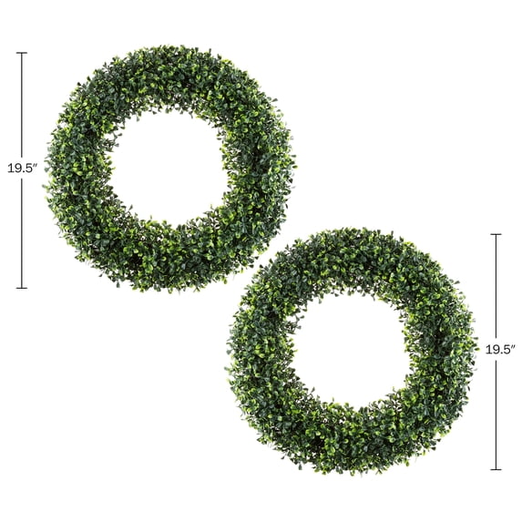 Pure Garden Set of Two 21-Inch Indoor/Outdoor Artificial Boxwood Plants
