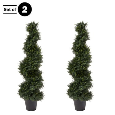 Pure Garden Set of Two 4FT Indoor/Outdoor Spiral Cypress Artificial Trees