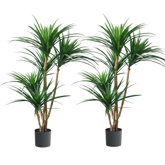 Pure Garden Set of Two 51-Inch Yucca Artificial Trees with Weighted Pots