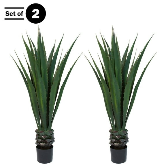 Pure Garden Set of Two 52-Inch Giant Agave Faux Plants with Pots
