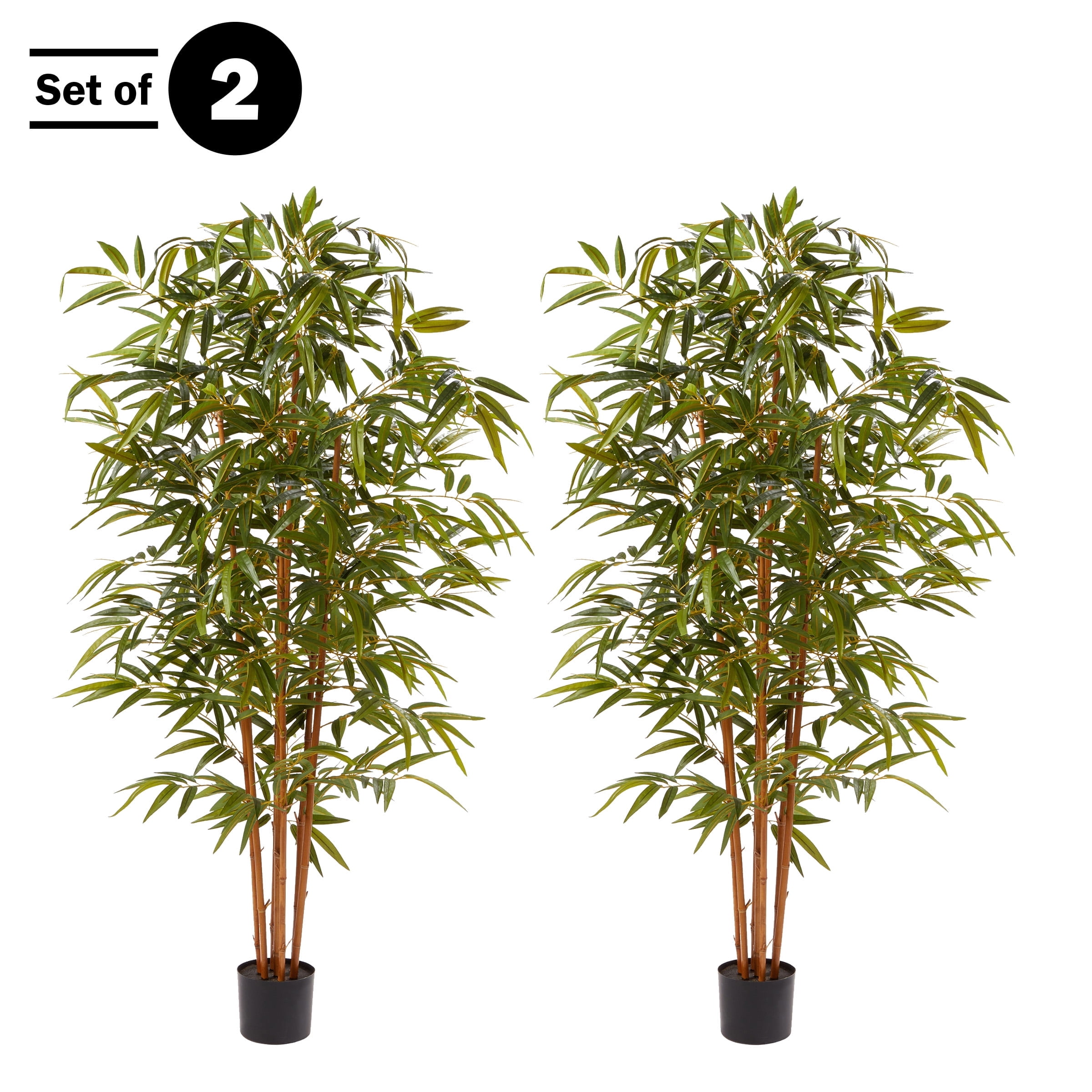 Pure Tree Pure Garden Set of Two 6FT Artificial Bamboo Trees with Adjustable ...