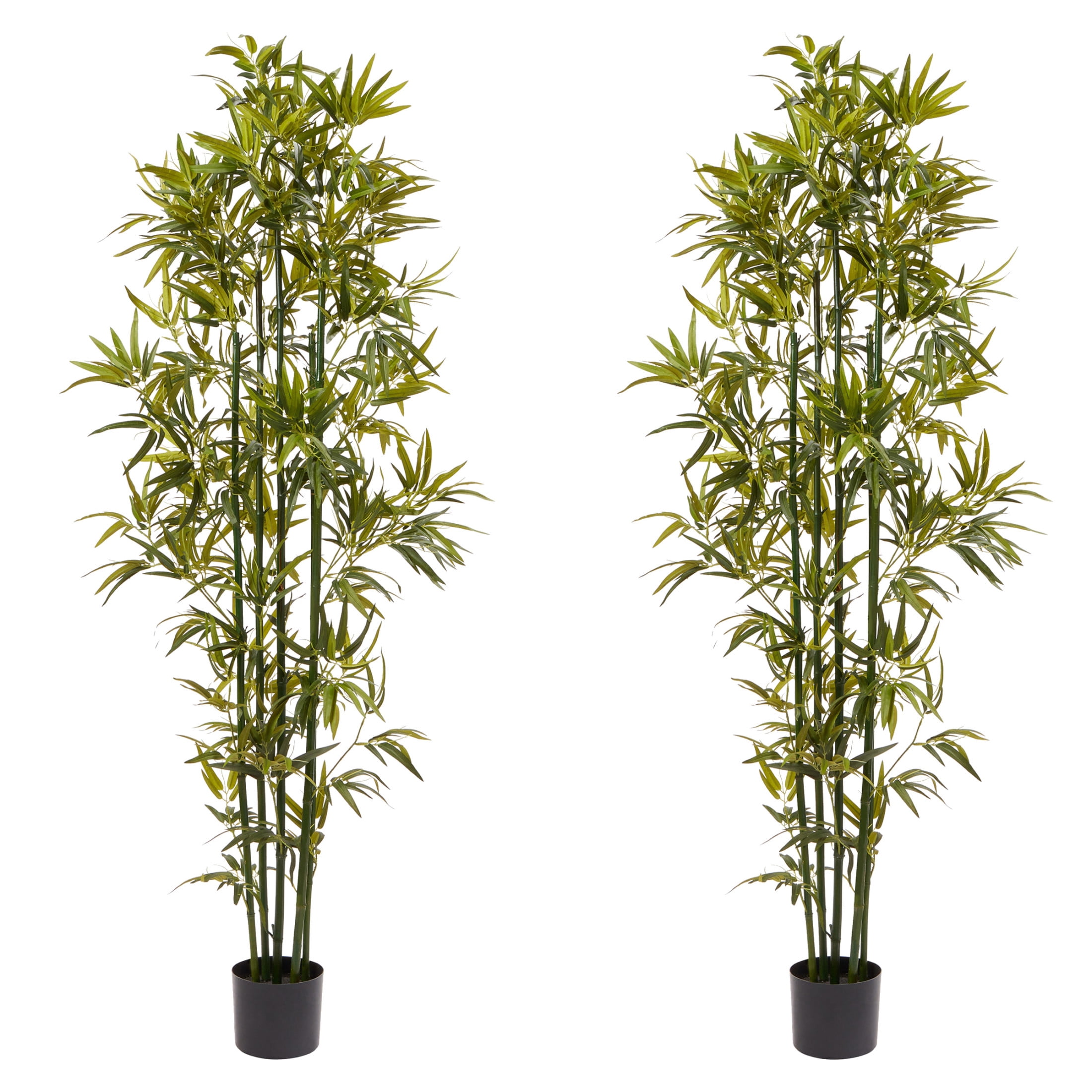 Pure Garden Set of Two 6FT Artificial Bamboo Trees with Adjustable Leaves
