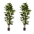 thumbnail image 1 of Pure Garden Set of Two 6FT Artificial Fiddle Leaf Fig Trees with Pots, 1 of 10