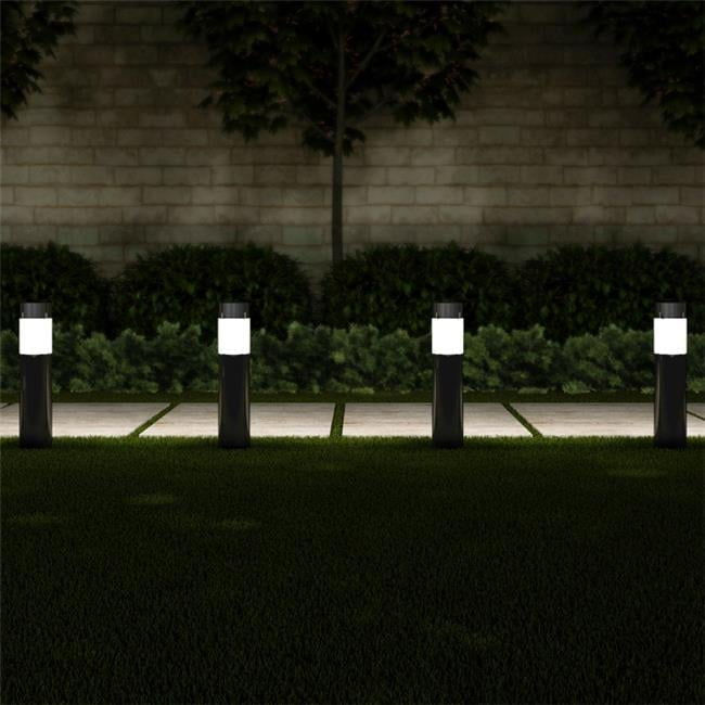 Set of 6 Black Stainless Steel LED Solar Pathway Lights