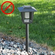 Pure Garden Solar Power UV Mosquito and Bug Zapper LED Light, Black