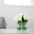 thumbnail image 1 of Pure Garden Tulip Floral Arrangement - Artificial Flowers with Leaves in Glass Vase - Cream, 1 of 5