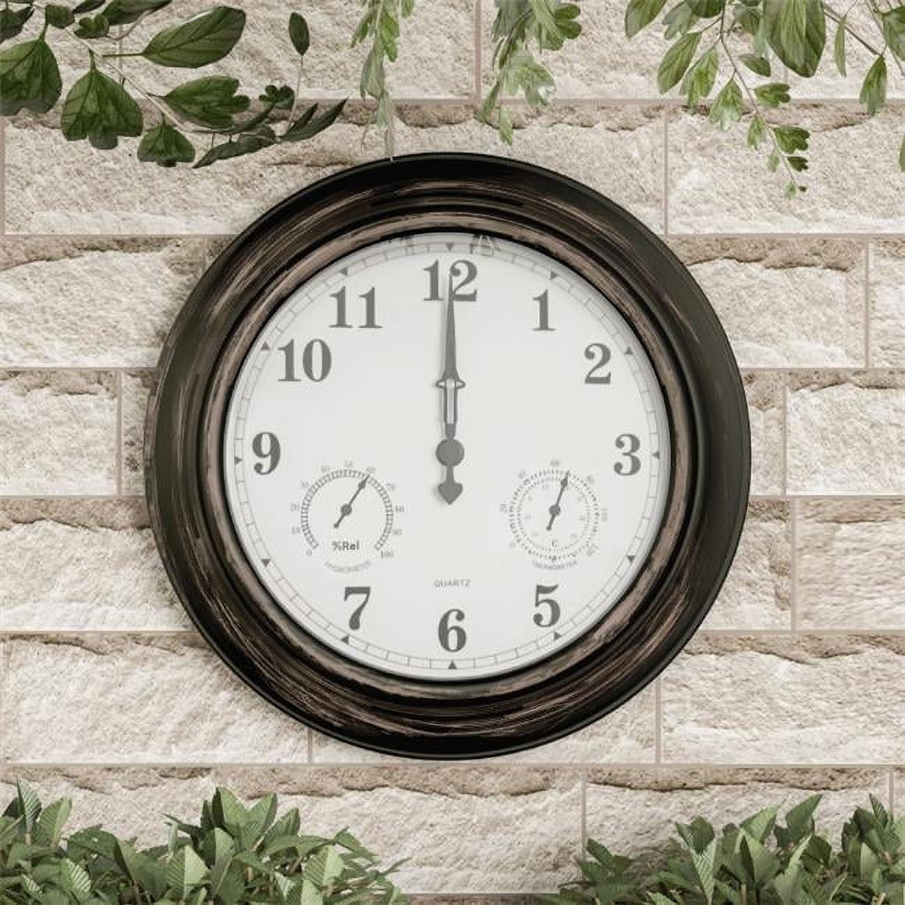 acurite 24 inch weathered wall clock with thermometer and hygrometer