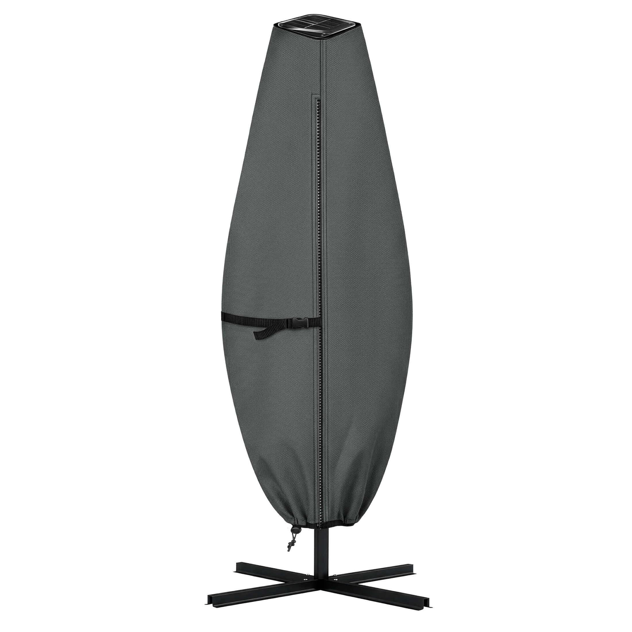 Pure Garden Waterproof Solar Outdoor Umbrella Cover for 11ft Round or 8ft Square, Gray