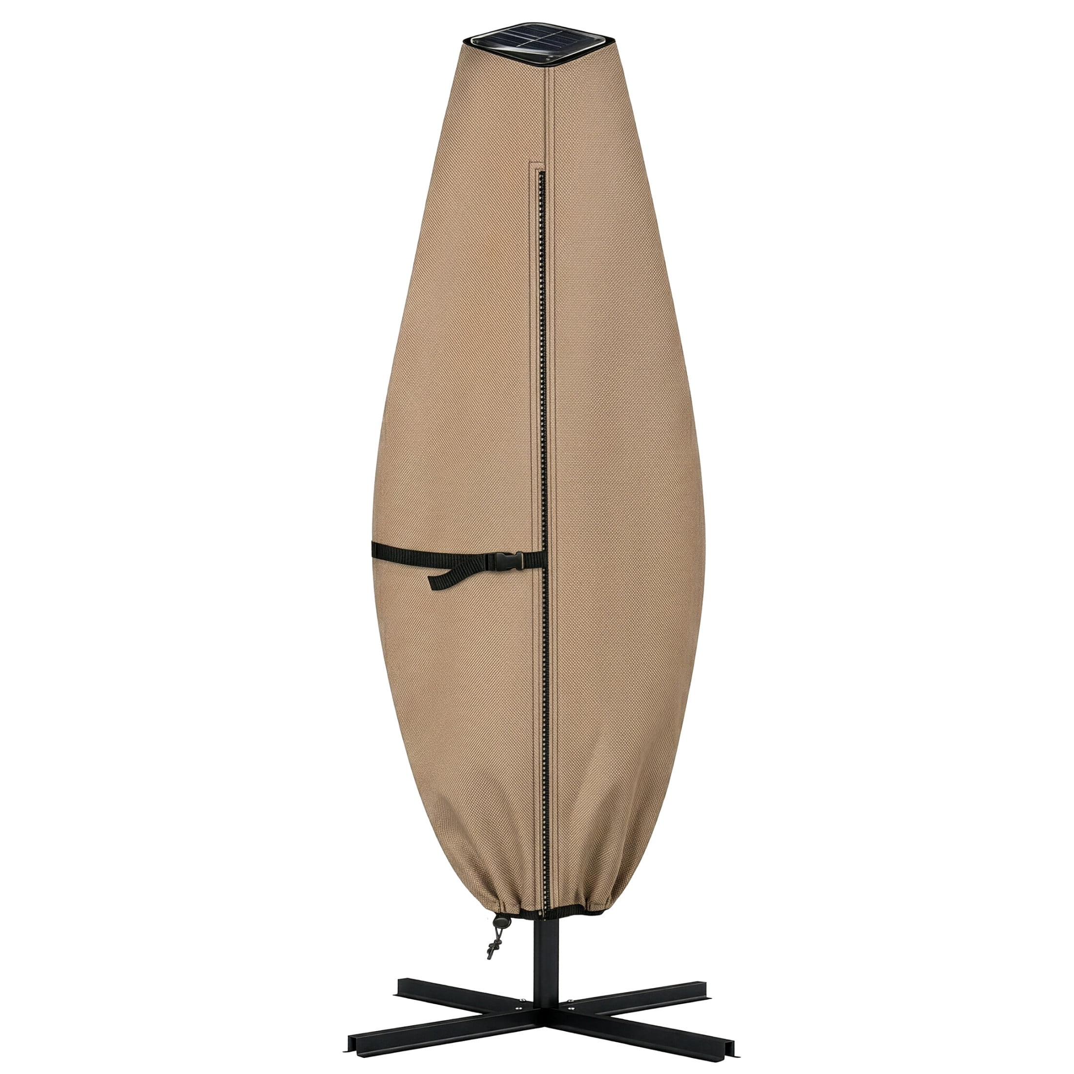 Pure Garden Waterproof Solar Outdoor Umbrella Cover for 11ft Round or 8ft Square, Tan