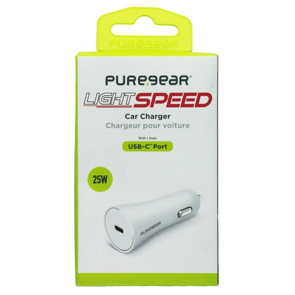 PureGear Light Speed 25W USB-C Car Charger - White