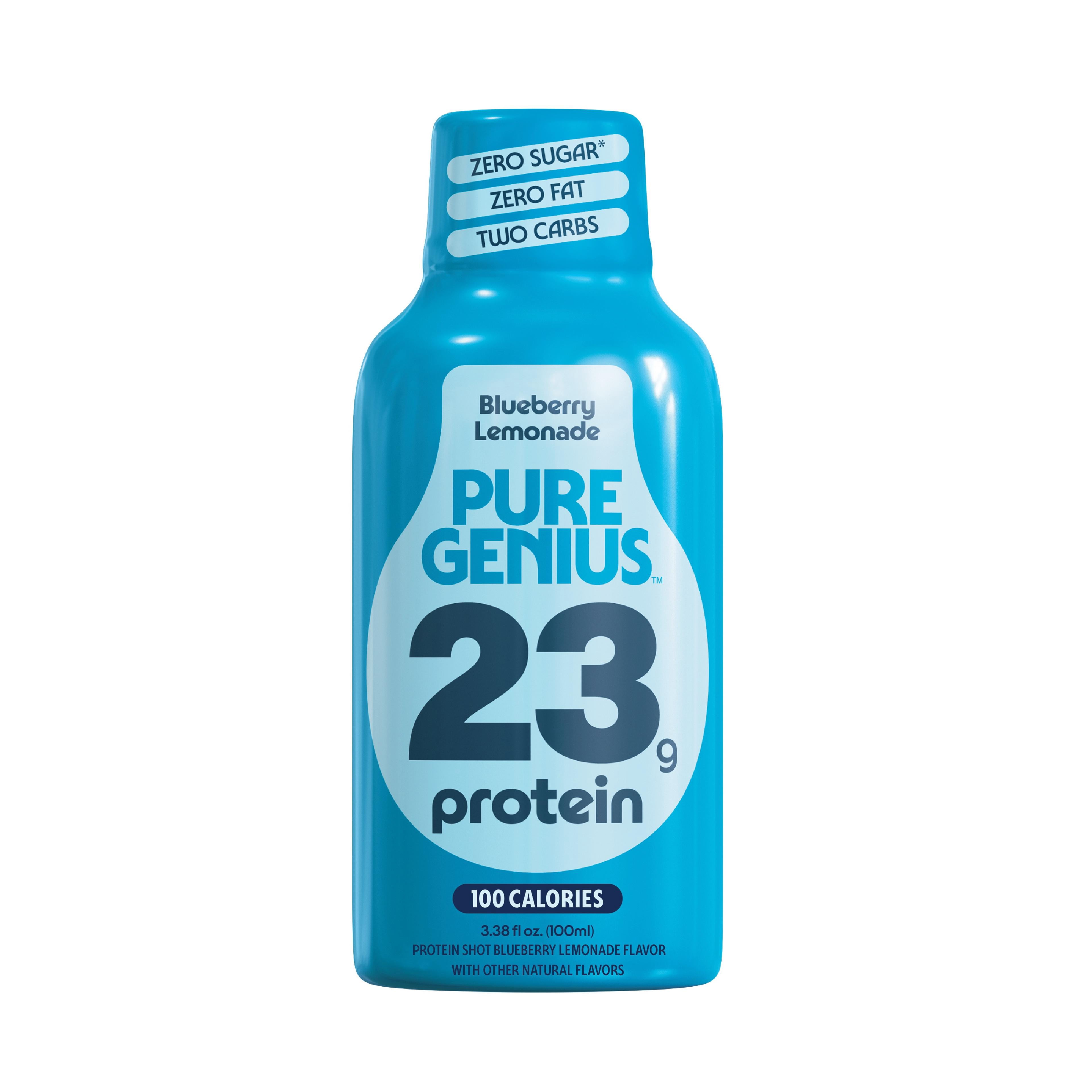 Pure Genius Protein Supplement Liquid Shot, 23g Protein, Blueberry Lemonade Flavor, 3.38 fl oz