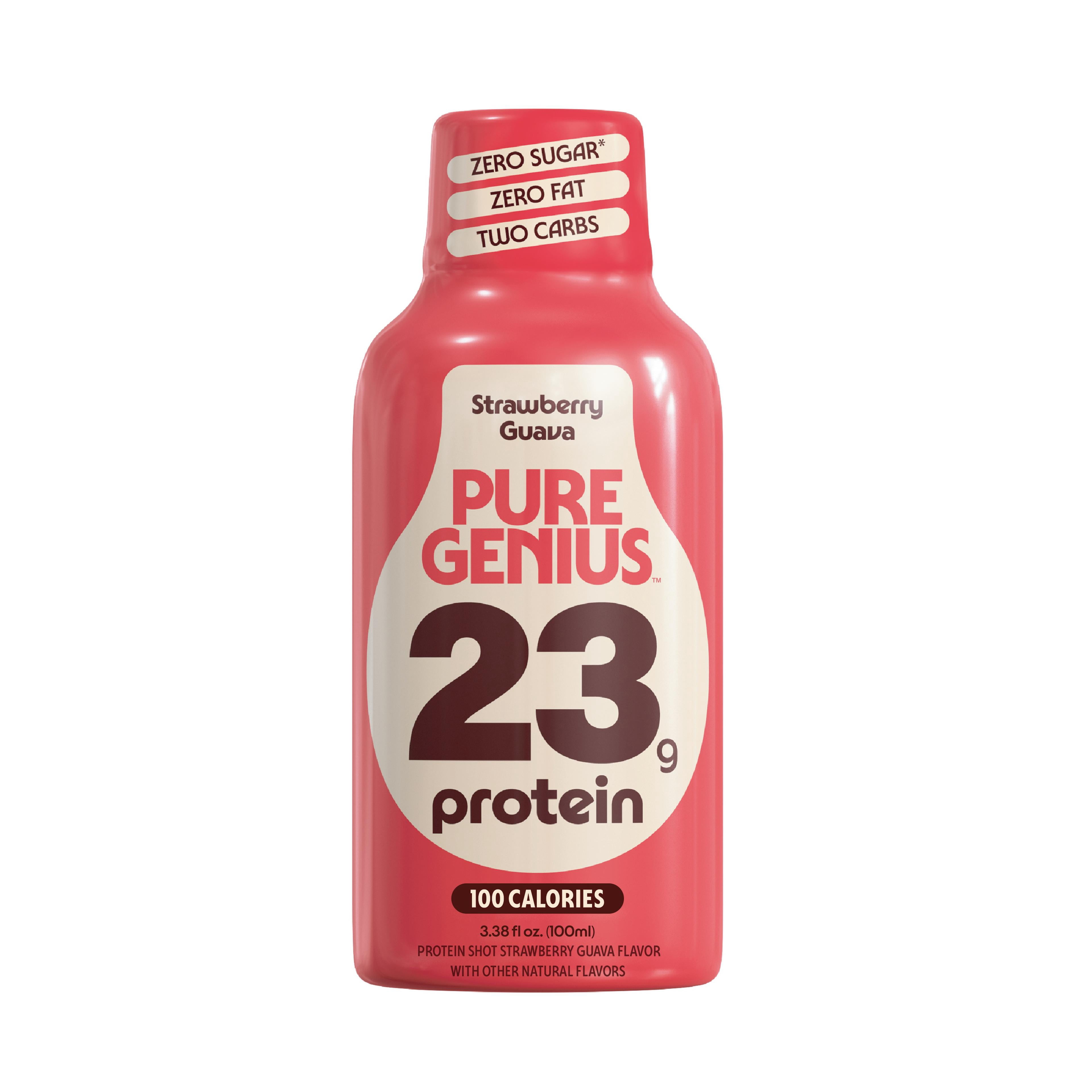 Pure Genius Protein Supplement Liquid Shot, 23g Protein, Strawberry Guava Flavor, 3.38 fl oz