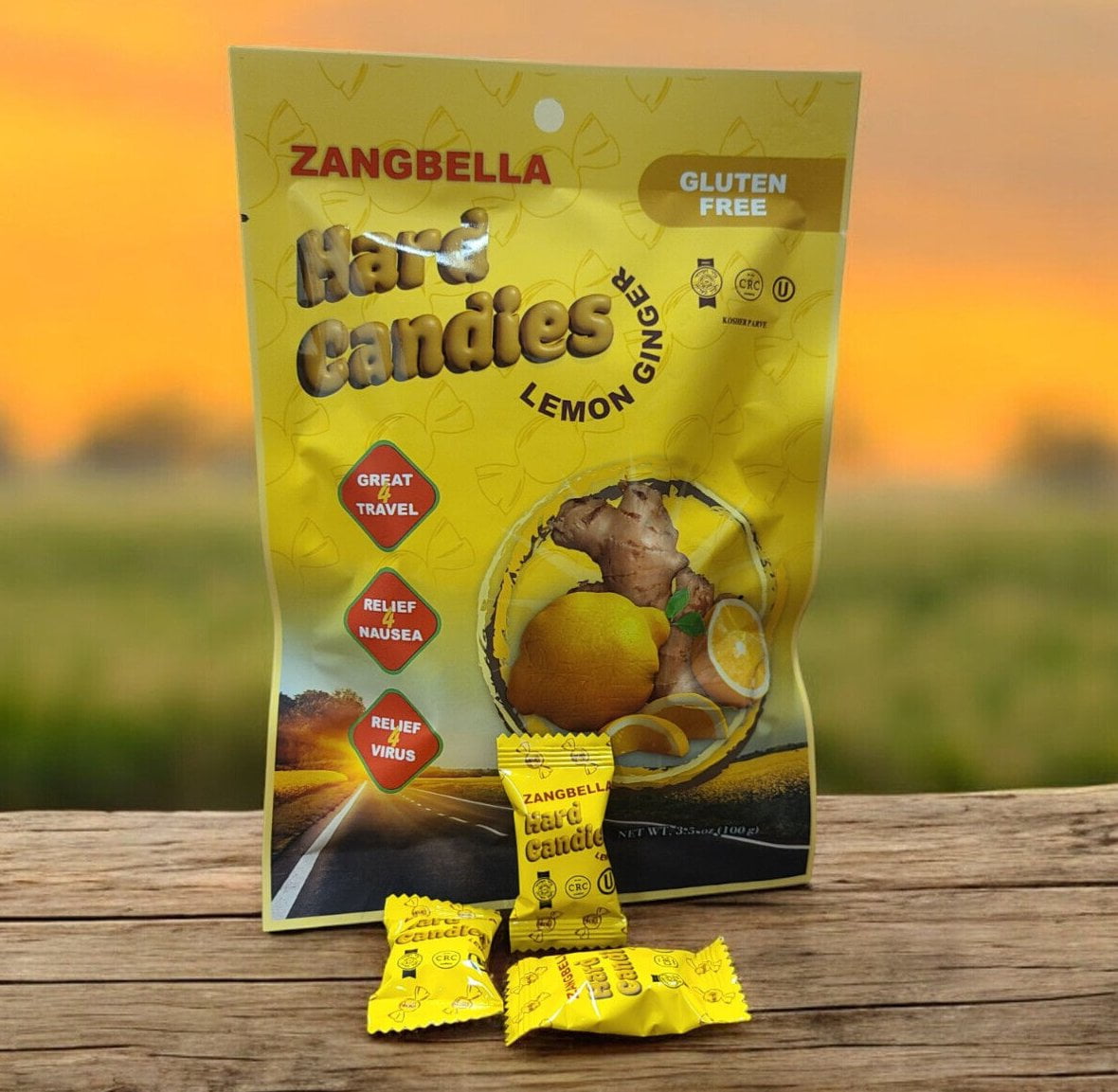 Pure Ginger Hard Candy for Nausea Relief, Great Tasting Lemon