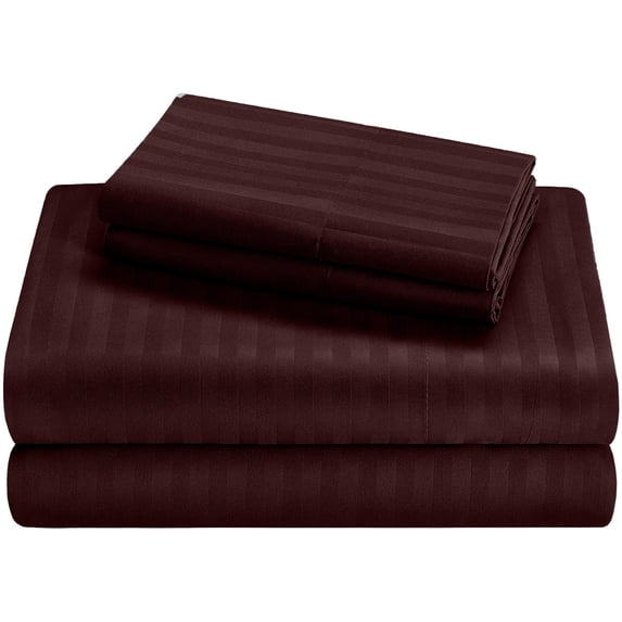 Pure Giza Cotton (Cal-King Size) Striped Pattern Bed Sheets Set- 300-TC Bedding – Cal-King Size Bed, 15" Inch Deep Pocket 300TC Cal-King Sheets - Wine Stripe