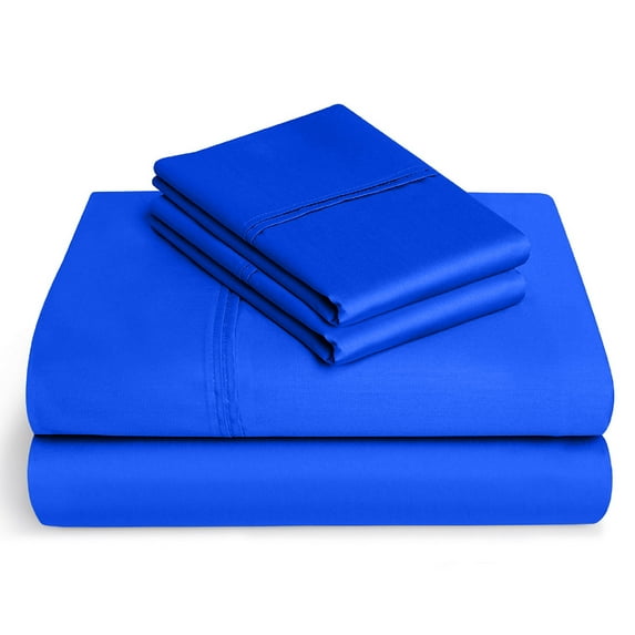 Pure Giza Cotton Queen Size Bed Sheets Set- 300-TC Bedding – Queen Size Bed, 15" Inch Deep Pocket 300TC Queen Sheets - Royal Blue