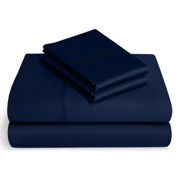 Pure Giza Cotton Queen-XL Size Bed Sheets Set- 300-TC Bedding – Queen-XL Size Bed, 18" Inch Deep Pocket 300TC Queen-XL Sheets - Navy Blue