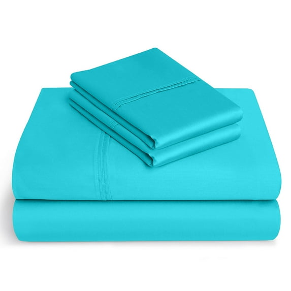Pure Giza Cotton Queen-XL Size Bed Sheets Set- 300-TC Bedding – Queen-XL Size Bed, 18" Inch Deep Pocket 300TC Queen-XL Sheets - Turquoise Blue