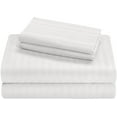 thumbnail image 1 of Pure Giza Cotton (Queen-XL Size) Striped Pattern Bed Sheets Set- 300-TC Bedding – Queen-XL Size Bed, 20" Inch Deep Pocket 300TC Queen-XL Sheets - White Stripe, 1 of 7