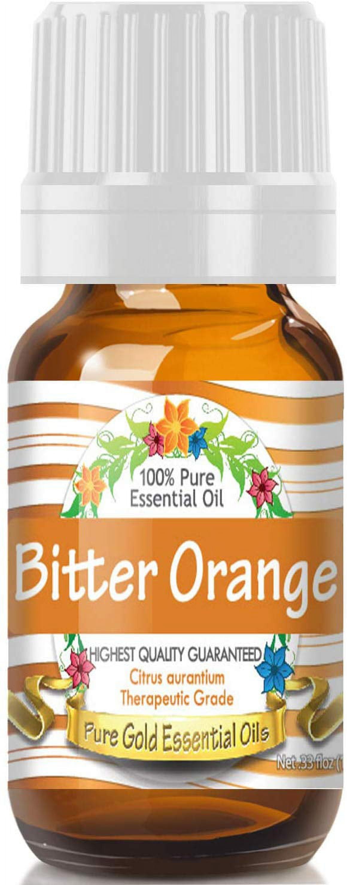 Pure Gold Bitter Orange Essential Oil in Amber Glass Bottle, 10ml