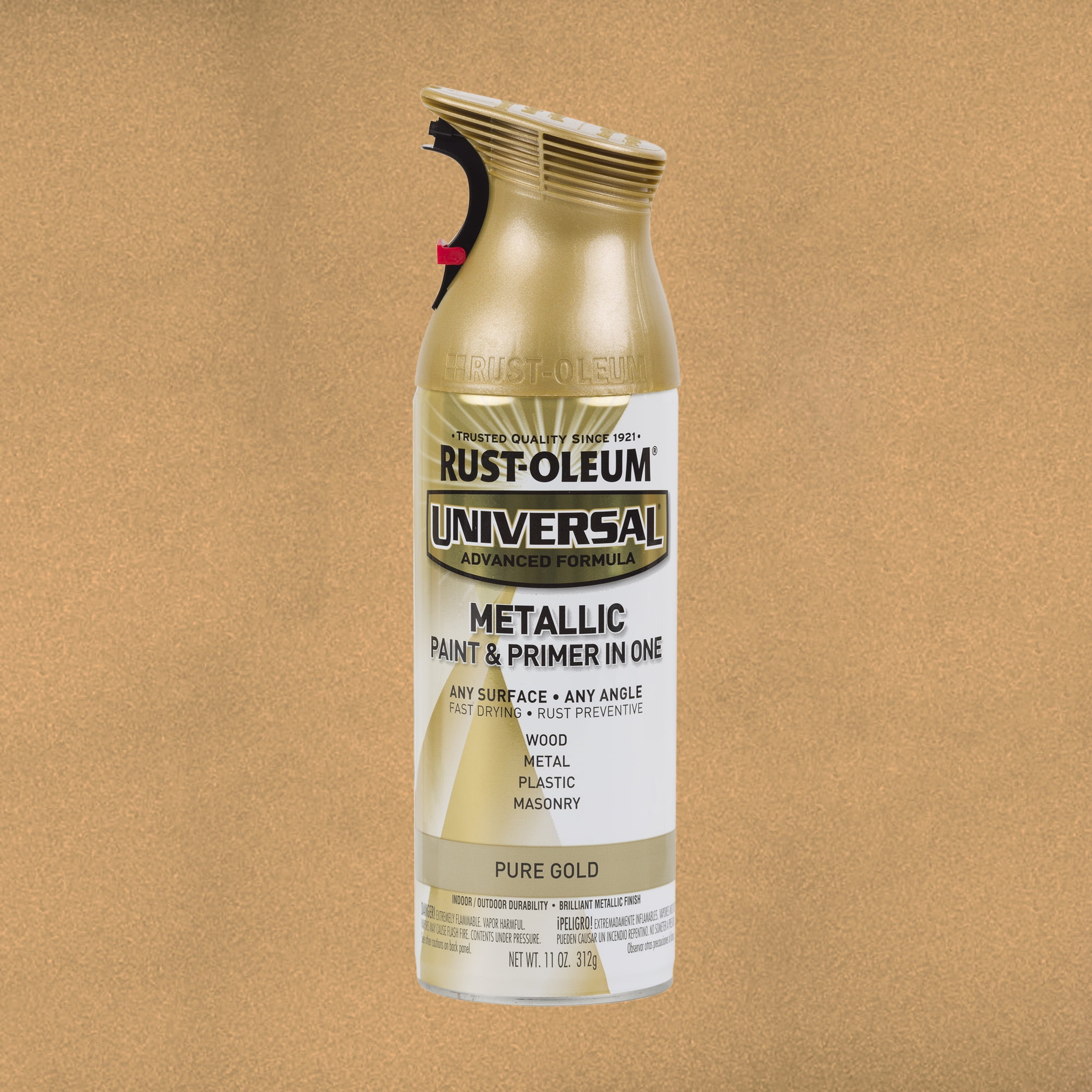 Pure Gold, Rust-Oleum Universal Metallic Paint & Primer Spray Paint-245221, 11 oz