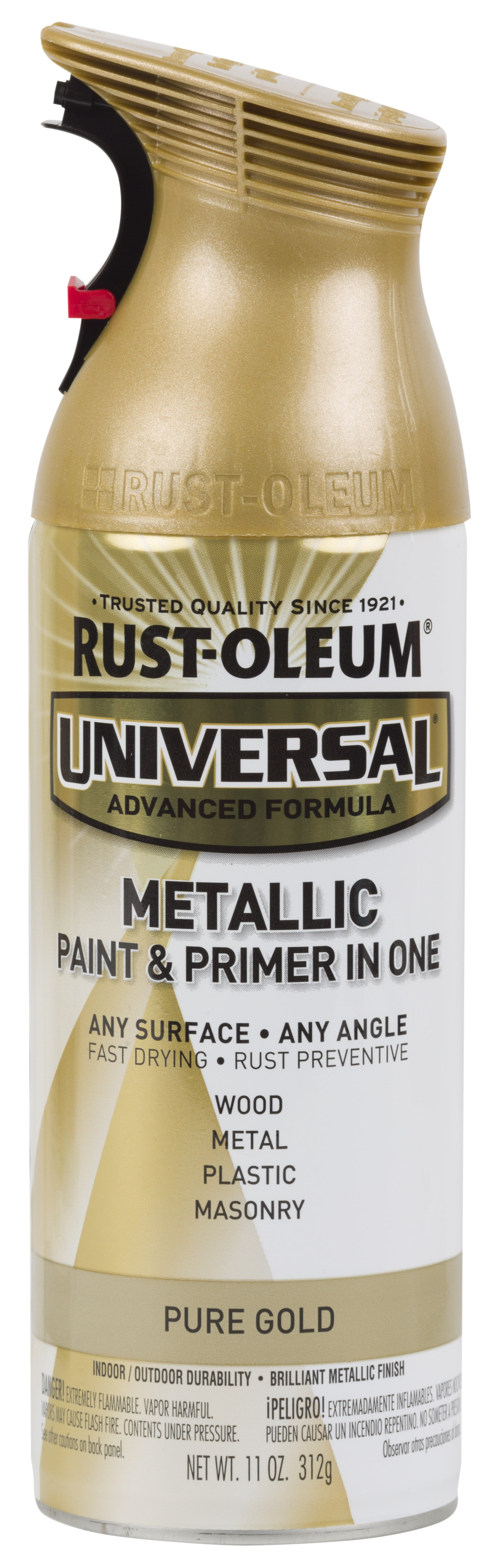 Pure Gold, Rust-Oleum Universal All Surface Interior/Exterior Metallic Spray Paint and Primer in 1, 11 oz