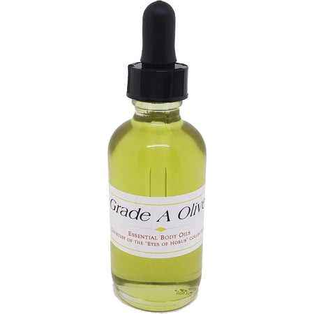 Pure Grade A Olive Essential Oil [Glass Dropper Top - Clear Glass - Olive Green - 2 oz.]