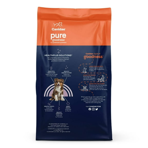 CANIDAE PURE Goodness Grain-Free LID Dry Dog Food Bison, Lentil  Carrot 21lb