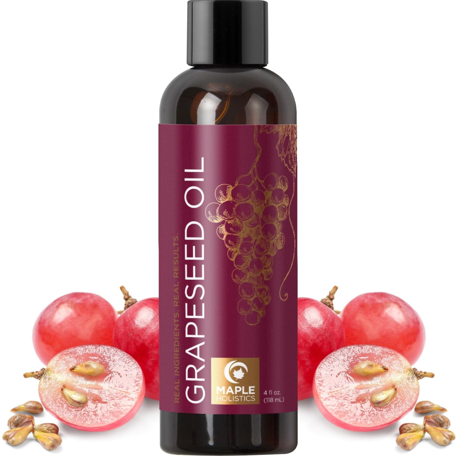 Maple Holistics Pure Grapeseed Oil - Skin, Hair & Scalp ...