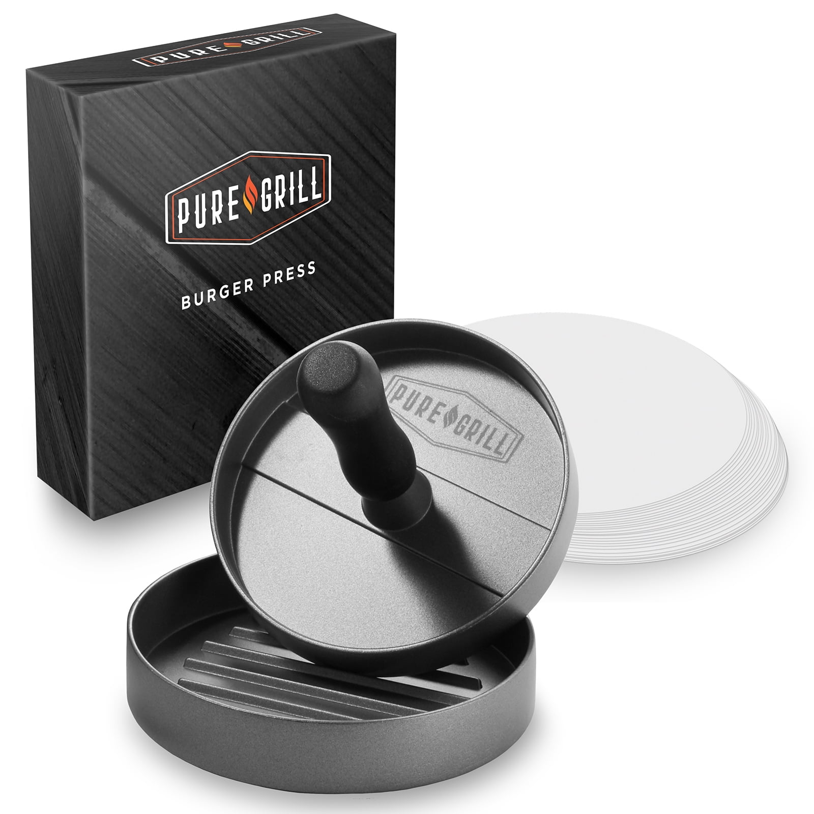Heavy-Duty Aluminum Burger Press with Wax Papers