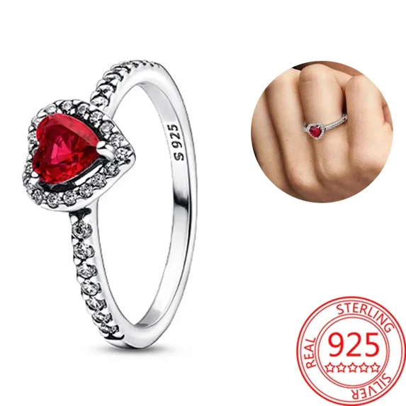 Pure Handmade 14K Gold Radiant Two-tone Sliding Heart Ring Women Sterling Silver Jewelry Ring Set Birthday Gift