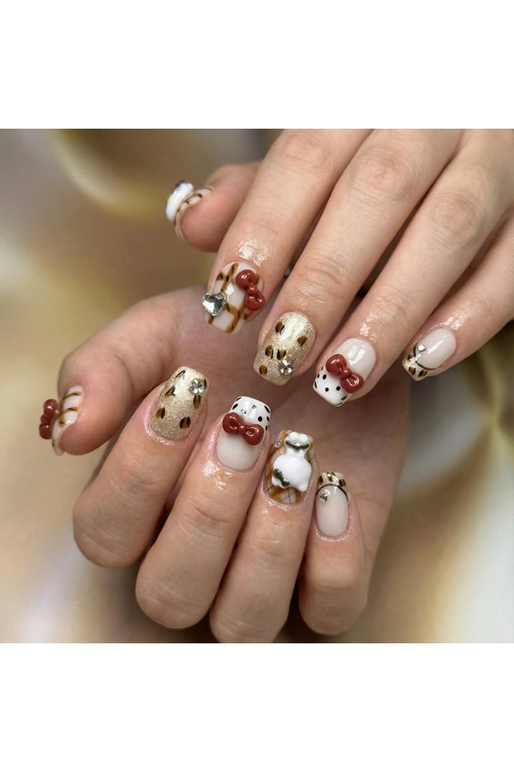 Pure Handmade Press on nails, JC Press On Nails Kit , Short Length Nail Press Ons, Durable, Easy Application, Stylish Impress Press On Nails,Perfect for Daily Wear & Special OccasionsE119 M