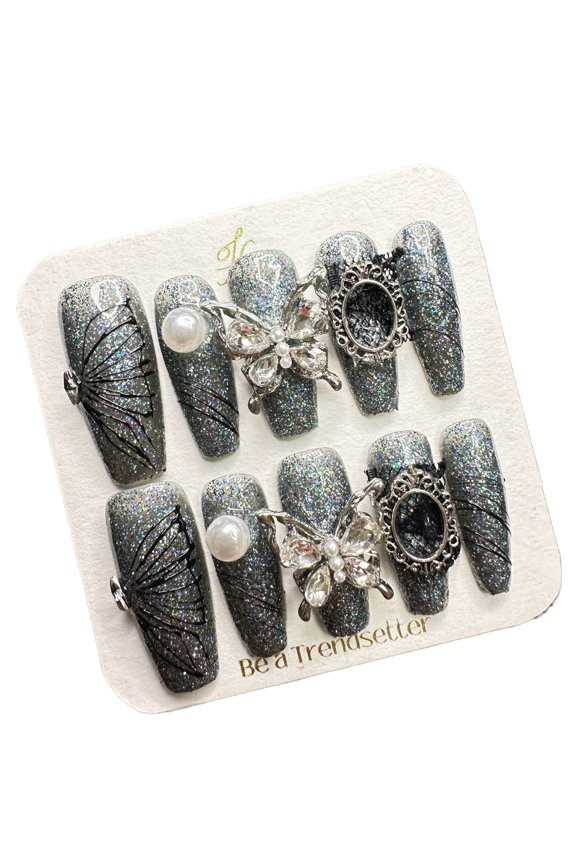 Pure Handmade Press on nails, JC Press On Nails Kit , Short Length Nail Press Ons, Durable, Easy Application, Stylish Impress Press On Nails,Perfect for Daily Wear & Special OccasionsE36 M