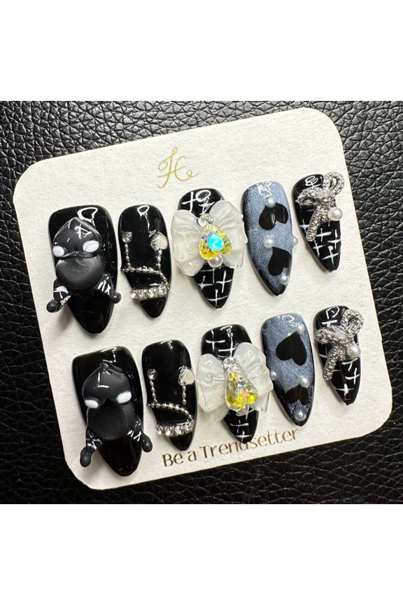 Pure Handmade Press on nails, JC Press On Nails Kit , Short Length Nail Press Ons, Durable, Easy Application, Stylish Impress Press On Nails,Perfect for Daily Wear & Special OccasionsE15 M