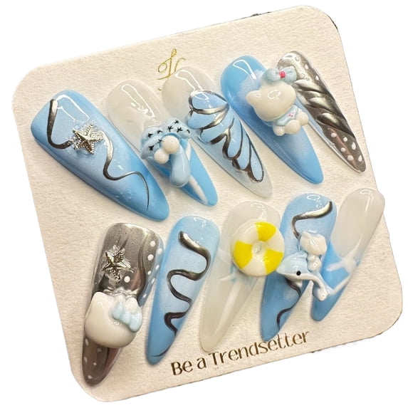 Pure Handmade Press on nails, JC Press On Nails Kit , Short Length Nail Press Ons, Durable, Easy Application, Stylish Impress Press On Nails,Perfect for Daily Wear & Special Occasions(E21 M)