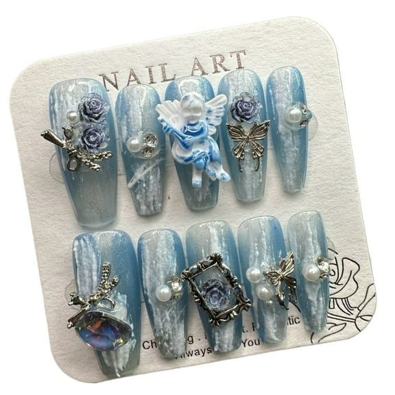 Pure Handmade Press on nails, JC Press On Nails Kit , Short Length Nail Press Ons, Durable, Easy Application, Stylish Impress Press On Nails,Perfect for Daily Wear & Special OccasionsS60 M