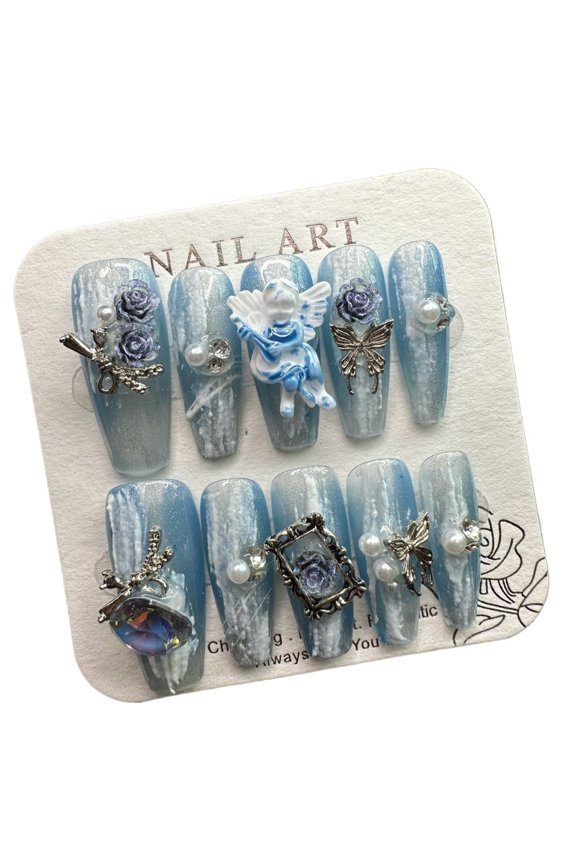 Pure Handmade Press on nails, JC Press On Nails Kit , Short Length Nail Press Ons, Durable, Easy Application, Stylish Impress Press On Nails,Perfect for Daily Wear & Special OccasionsS60 M