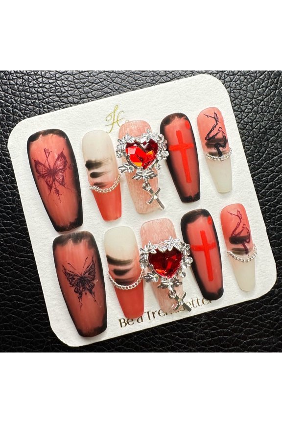 Pure Handmade Press on nails, JC Press On Nails Kit , Short Length Nail Press Ons, Durable, Easy Application, Stylish Impress Press On Nails,Perfect for Daily Wear & Special OccasionsE13 M