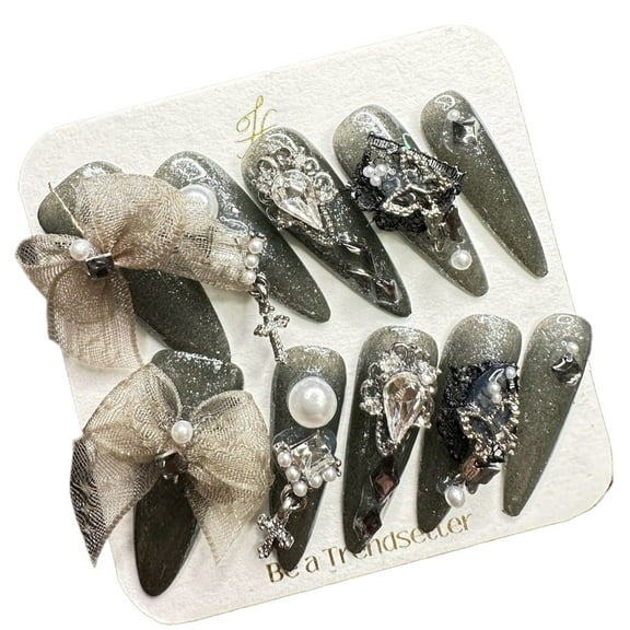 Pure Handmade Press on nails, JC Press On Nails Kit , Short Length Nail Press Ons, Durable, Easy Application, Stylish Impress Press On Nails,Perfect for Daily Wear & Special OccasionsE30 M
